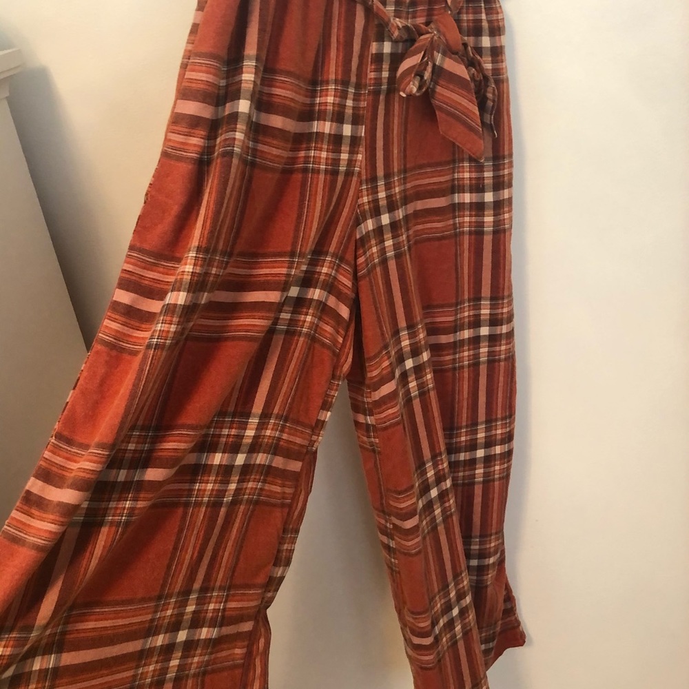 Free people red plaid pajama pants NWT !